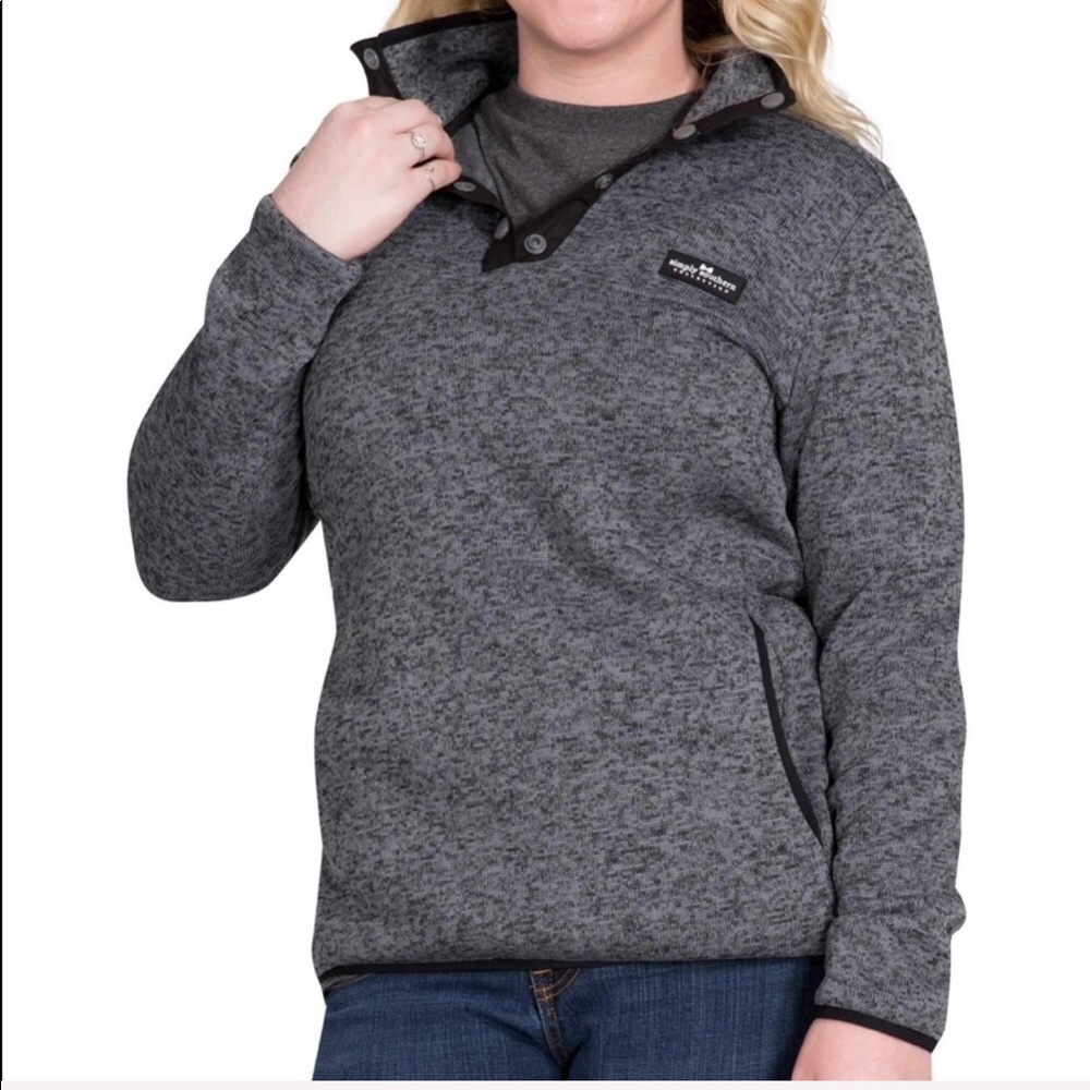 Simply Southern Blue Half Button Collar Sweatshirt